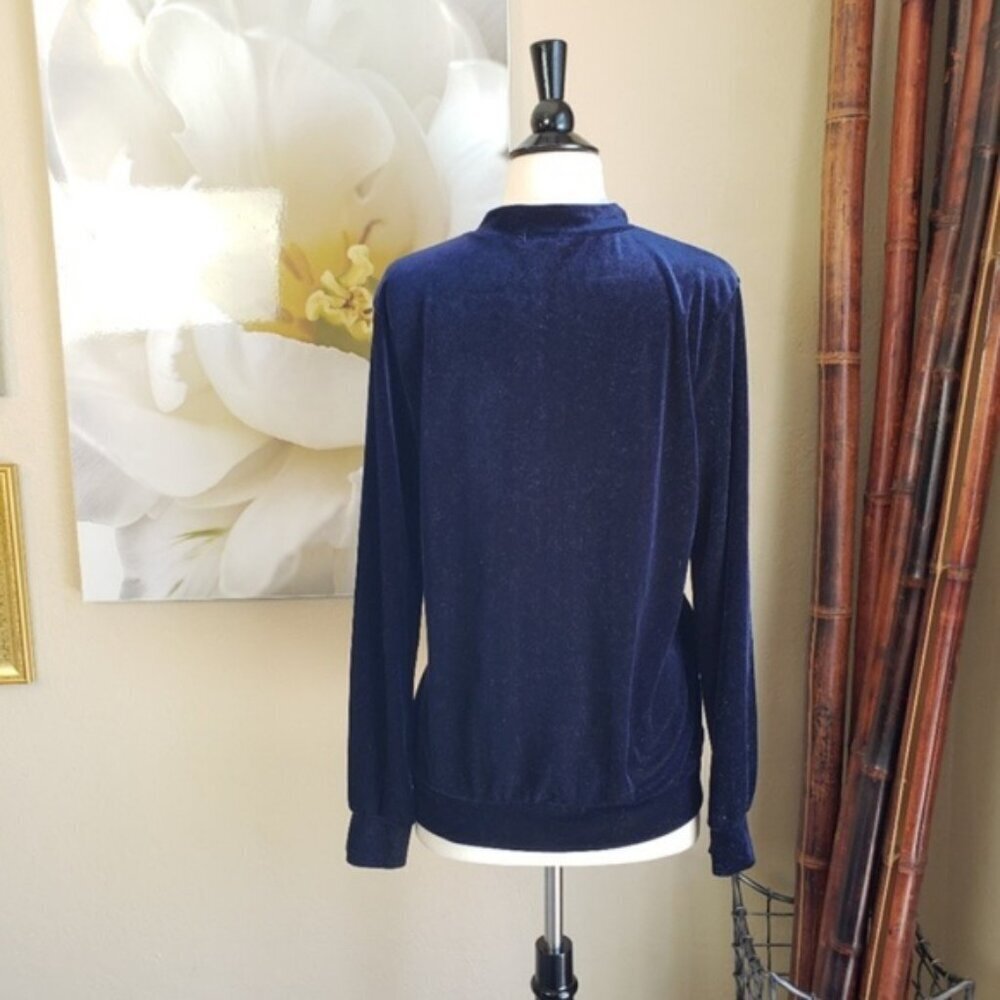 NWOT bp ~ Blue Faux Velvet Zip-up Jacket ~ Size S - Picture 3 of 4